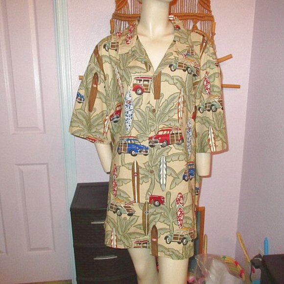 Vtg Pacific Legend Hawaiian Camp Shirt Mens 4XL Button Up Woody Surf Board USA - Picture 1 of 10